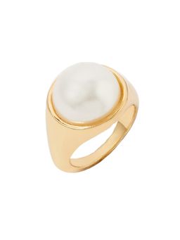 Accessorize London - Women's Crystal Pearl Chubby Ring