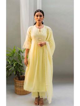 AM by Anita Mittal - Yellow Saadgi A-Line Kurta with Pant and Dupatta