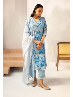 AM by Anita Mittal - Blue Zoya Kurta with Pant and Dupatta