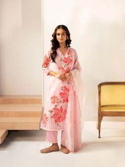 AM by Anita Mittal - Pink Zoya Kurta with Pant and Dupatta