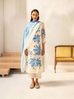 AM by Anita Mittal - Off White Zoya Kurta with Pant and Dupatta