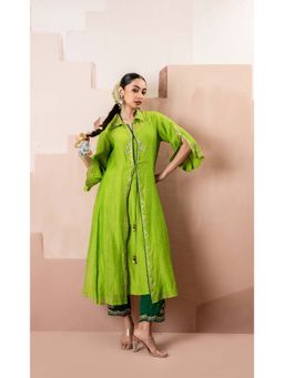 AM by Anita Mittal - Green Tara Kurta with Pant and Jacket