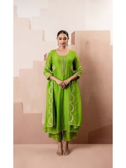 AM by Anita Mittal - Green Chaand A-Line Kurta with Pant and Dupatta