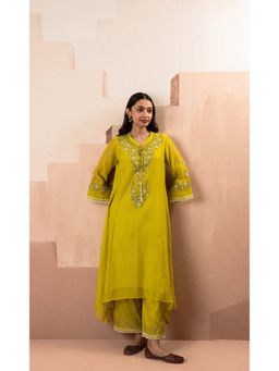 AM by Anita Mittal - Yellow Alaya A-Line Kurta with Pant