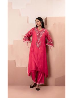 AM by Anita Mittal - Red Alaya A-Line Kurta with Pant