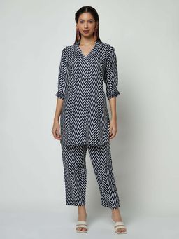 Spring Break - Black Chevron Print Kurta with Pant