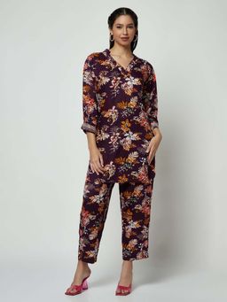 Spring Break - Purple Floral Print Kurta with Pant