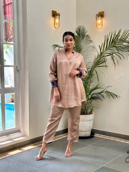 Spring Break - Beige Caramel Contrast Co Ord Set