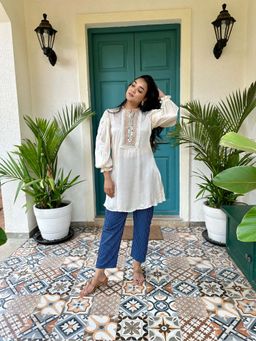 Spring Break - Ivory Embroidered Kurta with Pant