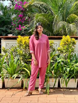 Spring Break - Pink Foil Print Kurta with Pant