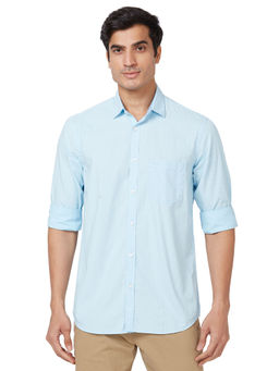 ColorPlus - Tailored Fit Printed Medium Blue Shirt