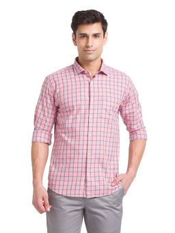 Park Avenue - Slim Fit Checks Medium Pink Shirt