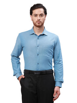Park Avenue - Slim Fit Self Design Dark Blue Shirt