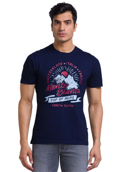 Parx - Regular Fit Graphic Print Dark Blue T-Shirt