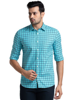 Parx - Slim Fit Checks Medium Green Shirt