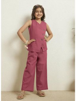 Bugandbees - Girls Pink Cotton Co-Ord Set