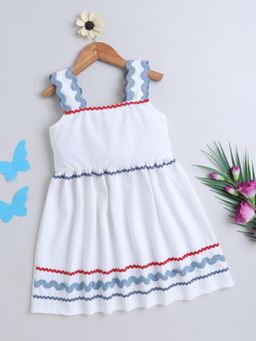 Bright Star Kids Wear - Girls Sleeveless Textured Dress With Ric-Rac Detailing