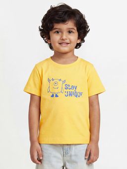 Campana - Boys Pure Cotton Short Sleeves Round Neck Printed T-Shirt - Yellow