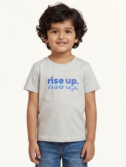 Campana - Boys Cotton Short Sleeves Round Neck Printed T-Shirt - Grey Melange
