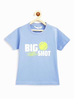 Campana - Boys Pure Cotton Short Sleeves Round Neck Printed T-Shirt - Light Blue