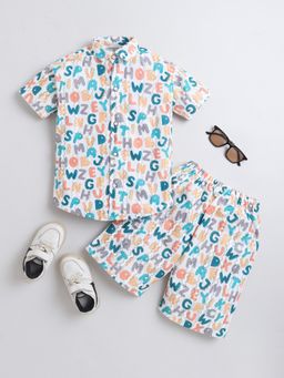 BT DEZINES - Boys Multicolor Cotton Blend Graphic Print Shirt And Shorts