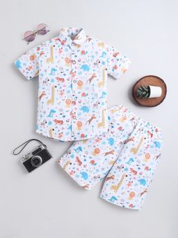BT DEZINES - Boys Multicolor Cotton Blend Graphic Print Shirt And Shorts