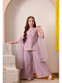 Indi-Loom Couture - Girls Lavender Ethnic Kurta Palazzo with Dupatta