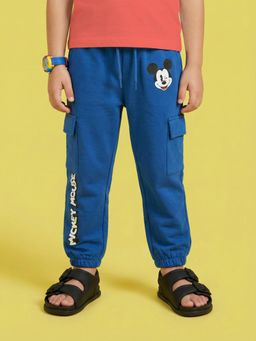 Nautinati - Boys Cotton Stretchable Disney Mickey Mouse Print Cargo Joggers