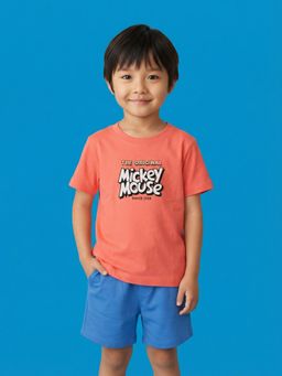 Nautinati - Boys Mickey Mouse Printed Regular Fit Round Neck T-Shirt And Shorts