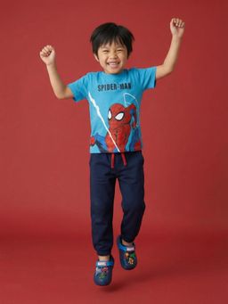 Nautinati - Boys Cotton Marvel Spiderman Hem Print T-Shirt And Solid Joggers