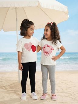 Nautinati - Girls Cotton Regular Fit Solid Essentials Leggings Multi-Color (Pack of 2)