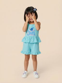 Nautinati - Girls Cotton Disney Lilo And Stitch Print Jumpsuit With Ruffle Details