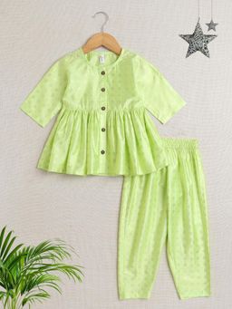 The Magic Wand - Foil Print Kurta And Pyjama- Green