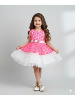 The Magic Wand - Woven Pearl Embellished Tulle Dress - Pink