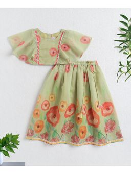 The Magic Wand - Woven Printed Choli And Lehenga With Gota Lace - Green