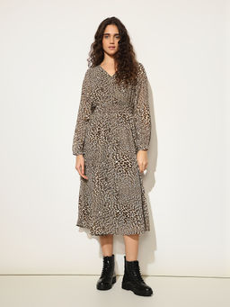 ONLY - Dark Brown Animal Print Dress