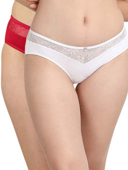 SOIE - Women Mid Rise Medium Coverage Lacy Brief Panty (Pack of 2)
