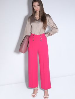 VERO MODA - Hot Pink High Rise Straight Fit Trouser