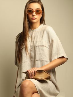 VERO MODA - Beige Striped Tunic Dress