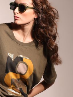 VERO MODA - Olive Graphic Print T-Shirt