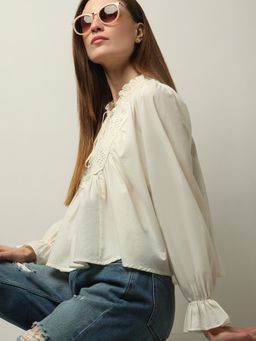 VERO MODA - Off-White Schiffli Top