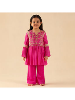 Tiny Pants - Hot Pink Embroidered Kurta with Pant
