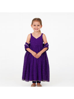 Tiny Pants - Purple Anarkali Kurta with Pant & Dupatta