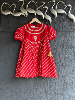 THE WISHING CLOSET - Red Chanderi A-Line Kurta