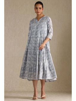 Soch - Grey Floral A-Line Midi Dress