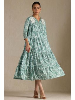 Soch - Green Floral A-Line Midi Dress
