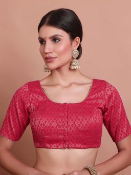 SALWAR STUDIO - Pink Woven Stitched Blouse