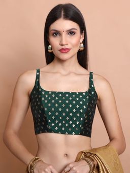SALWAR STUDIO - Green Woven Stitched Blouse