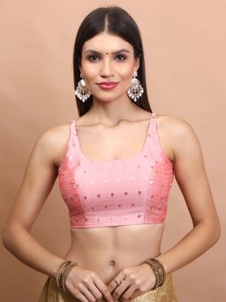 SALWAR STUDIO - Pink Woven Stitched Blouse