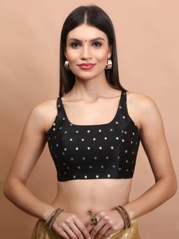 SALWAR STUDIO - Black Woven Stitched Blouse